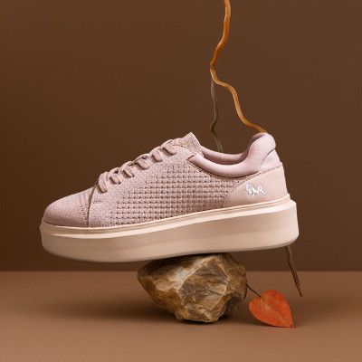 Neemans Chunky Lace Ups for Women | Platform, Cushioned & Trendy Sneakers For Women(Pink , 6)