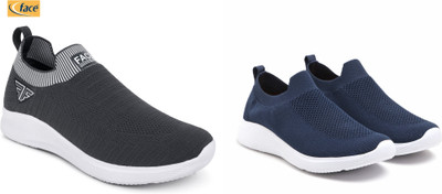 Face Sneakers For Men(Navy, Grey , 8)