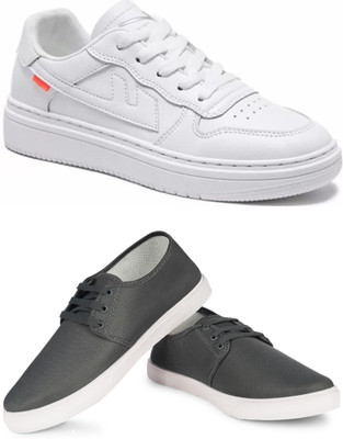 Free Kicks Combo Of 2 Shoes FK-Alpha & FK-201 Sneakers For Men(Grey , 9)