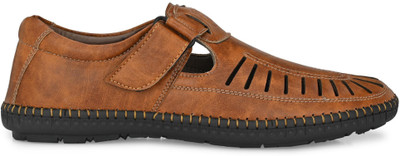 K' Footlance Mens Synthetic Leather Sandals| Sandals For Men Stylish Daily Use| Sandals For boys| Roman Sandals | Partywear Sandals| Formal Sandal Loafers For Men(Tan , 8)
