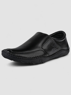 LOUIS STITCH Genuine Leather Ultra Lightweight Slip On For Men(Black , 8)