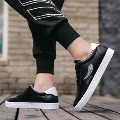 BOKZZON Trendy black shoes for men – everyday sneakers for men stylish casual vibe Sneakers For Men(Black , 8)