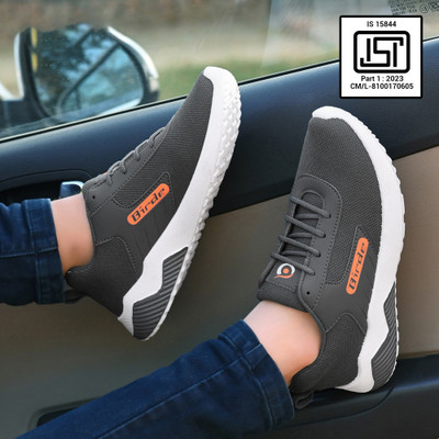 Birde Stylish Comfortable Lightweight, Breathable Black Running shoes Walking Shoes For Men(Grey , 9)