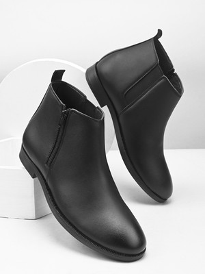 Roadster Comfortable Synthetic Leather Boots For Men(Black , 10)