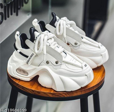 ZonTeX Stylish NEW Trendy Outdoor full white sneakers shoes for boys and men Slip On Sneakers For Men(Off White , 10)