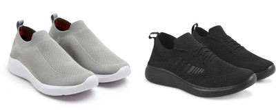 Face Stylish Sports Shoes for Men – Ideal for Running, Gym & Training Sneakers For Men(Black, Grey , 8)