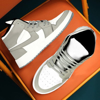 azalya Men High-Top Sneakers | Trendy & Comfortable Casual Footwear High Tops For Men(Grey , 9)