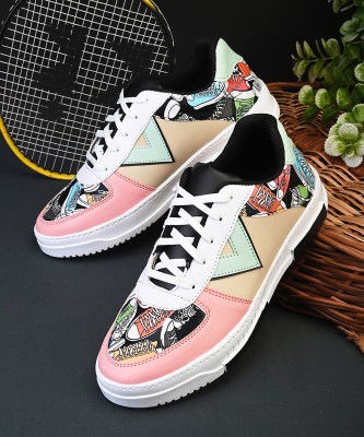 Roadster Casual Colour Blocked Sneakers For Men(Pink)