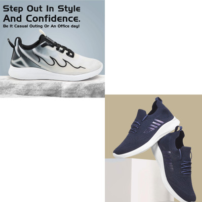 Face Stylish Sports Shoes for Men – Ideal for Running, Gym & Training Sneakers For Men(Black, Blue, White , 9)