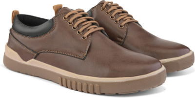 Roadster Casual lace up memory foam padded insole sneakers shoes|solid round toe Sneakers For Men(Brown , 9)