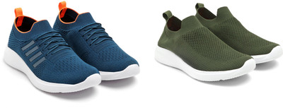 Face Sneakers For Men(Olive, Blue, Orange , 8)