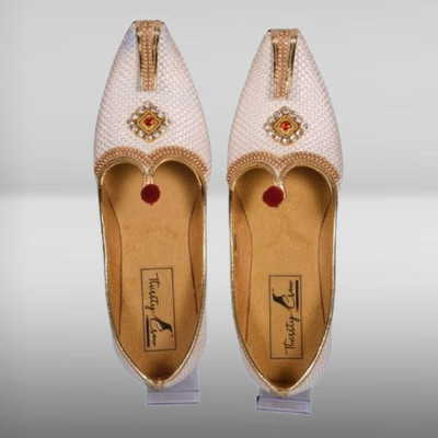 Thirsty Crow North India's Traditional Wedding Juti , Sherwani Jutis For Men(White , 8)