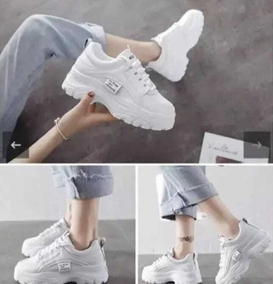 JAZZ GIRL Luxary White Korean Sneakers For Women(White , 6)