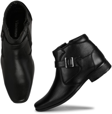 Vincenzo Royal Look Shoes for Men/Casual Shoes for Men/Latest Patent Leather Zip/Chain Boots For Men(Black)
