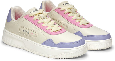 CAMPUS OGL-09 Casual Shoes for Women | Extra-Cushioned Memory Insole | Trendy Lace-Up Sneakers For Women(White , 8)