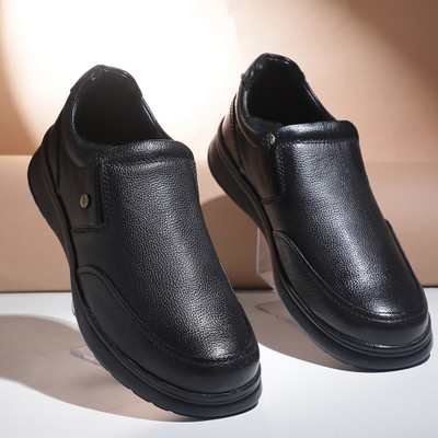 LIBERTY Fortune DEOX-1E Non Lacing Formal Shoes With Rubber Sole | Stylish & Comfortable Slip On For Men(Black , 6)