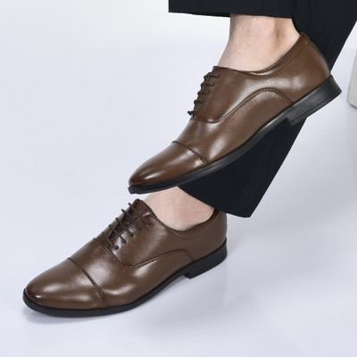 FAUSTO Formal Office Work Lace-Up Shoes Derby For Men(Tan , 8)