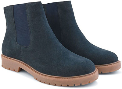 Roadster Women leatherette sude solid casual comfortable slip on fashion boots Boots For Women(Blue , 4)