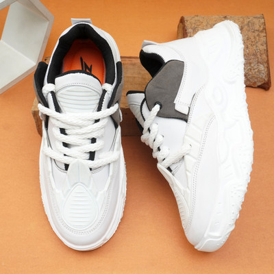 Zixer Casual Shoes For Men Sneakers || Mens Boys Stylish chunky Ankle sneaker for men High Tops For Men(White , 10)