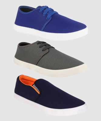 BRUTON Combo Pack Of 3 Slip On Sneakers For Men(Blue, Grey, Navy)