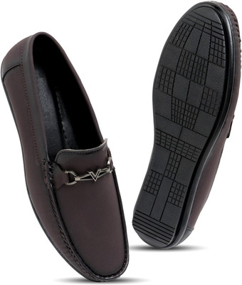 Begone Men Synthetic Pull On Loafers Loafers For Men(Brown , 6)