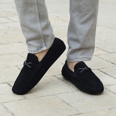 BIG FOX Ultra Flexible Suede Leather Casual Loafers For Men(Black , 9)