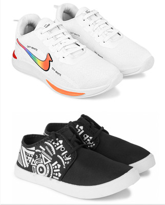 Free Kicks Combo Of 2 Shoes FK-NK-900 & FK-202 Sneakers For Men(Black , 9)