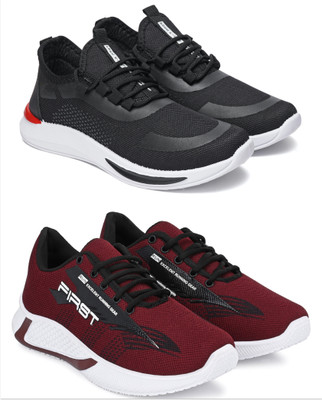Free Kicks Combo Of 2 Shoes FK-565 & FK-432 Running Shoes For Men(Black , 10)