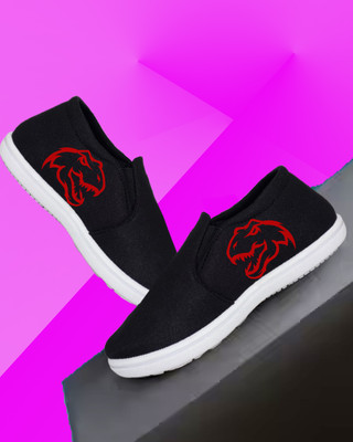 Kenamin Stylish Casual Shoes for Men and kids Casuals For Men(Black, Red , 6)