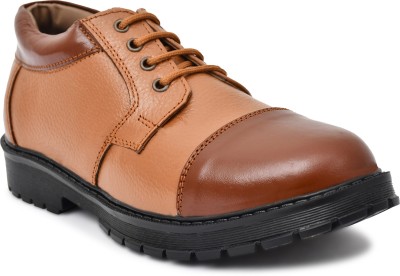 PILLAA PILLAA Men's Genuine Leather Police Oxford Formal Shoes (6 UK to 11 UK) Lace Up For Men(Tan)