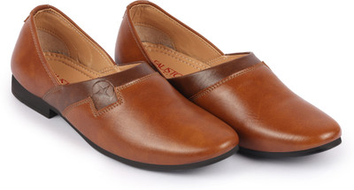 FAUSTO Wedding Party Evening Ethnic Colorblocked Slip On Juttis and Mojaris For Men(Tan , 9)