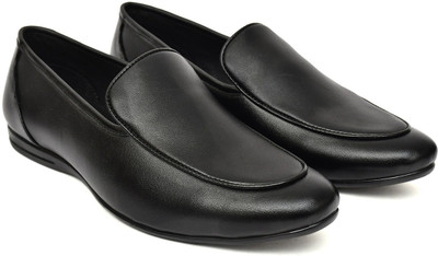 rosso bruno Men's Formal Slip-On Loafers | Synthetic Leather Dress Shoes Corporate Casuals For Men(Black , 8)