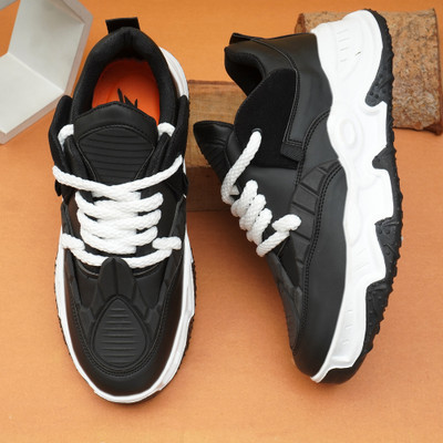 Zixer Casual Shoes For Men Sneakers || Mens Boys Stylish chunky Ankle sneaker for men High Tops For Men(Black , 9)