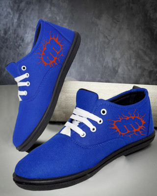 Kenamin Stylish Casual Shoes for Men and kids Casuals For Men(Blue, Orange , 9)