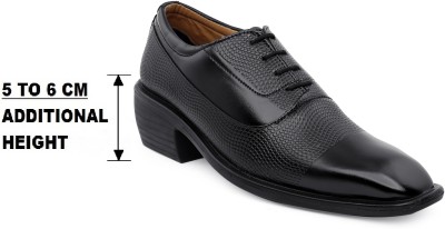 BXXY Men's Black Height increasing Latest Formal Party wear Oxford Laceup Shoes Oxford For Men(Black)