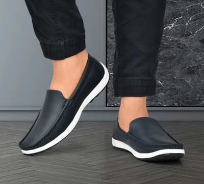 LATWOSCA Men Casual Loafers For Men(Black , 9)