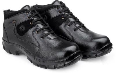 ENRICH FIELD Steel Toe Genuine Leather Safety Shoe Casuals For Men(Black , 9)