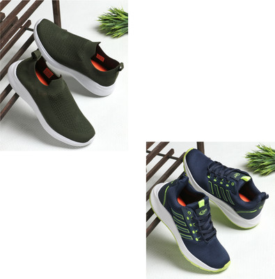 Face Stylish Sports Shoes for Men – Ideal for Running, Gym & Training Sneakers For Men(Olive, Navy , 10)