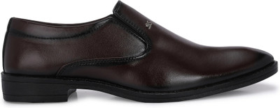 KATENIA Black Office Wear & Party Wear Semi Formal shoes Slip On For Men(Brown , 6)