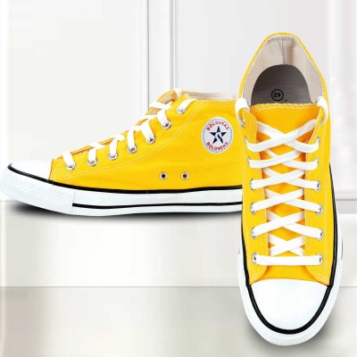 glemia High Top Lace Up Sneakers for Men | Casual & Canvas Shoes for Men | High Tops For Men(Yellow , 8)