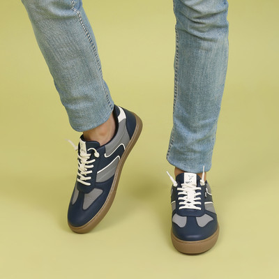 yoho Stride Men’s Trendy Colour-Blocked Slip-On Sneakers For Men(Navy , 7)