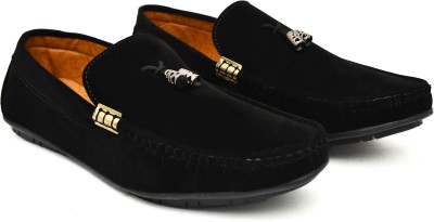 CHILWELL Velvet slip-on shoes Loafers For Men(Black , 8)