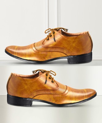 DE LOYON Brown Partywear Derby Shoes Party Wear For Men(Tan , 7)