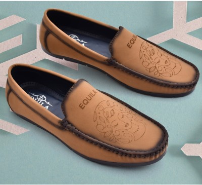 Equila QUEEN Loafers For Men(Tan , 7)