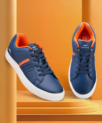 JQR STYLE-003 Sneakers For Men(Blue, Orange , 8)
