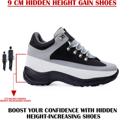 BXXY Men's 3.5 Inch Hidden Height Increasing Grey Casual Sport Running Outdoor Shoe Running Shoes For Men(Grey , 10)