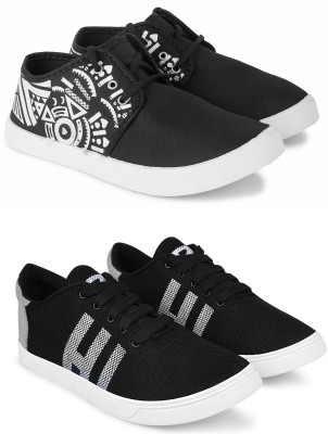 Free Kicks Combo Of 2 Shoes FK-202 & FK-Mcw145 Sneakers For Men(Black, Grey)