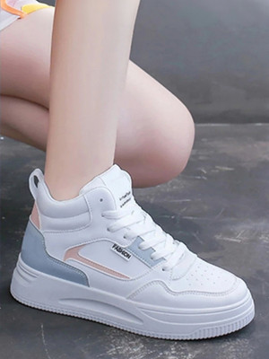 Shozie Stylish Comfortable Casual Sneakers Shoes for Women And Girls Sneakers For Women(White, Grey , 8)