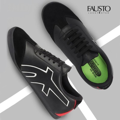 FAUSTO Trending Outdoor Travel Street Walking Casual Outfit Comfort Lace Up Shoes Mojaris For Men(Black)