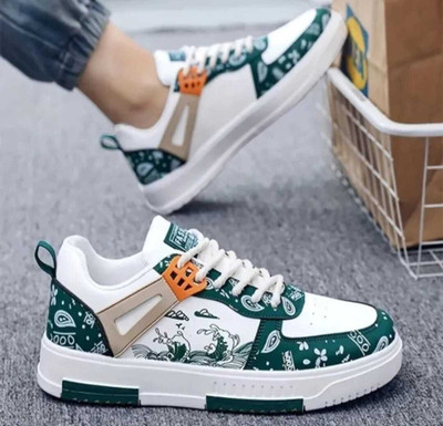 LUVLEO Men’s Stylish Sneakers | Casual Wear Shoes Sneakers For Men(Green, White , 10)